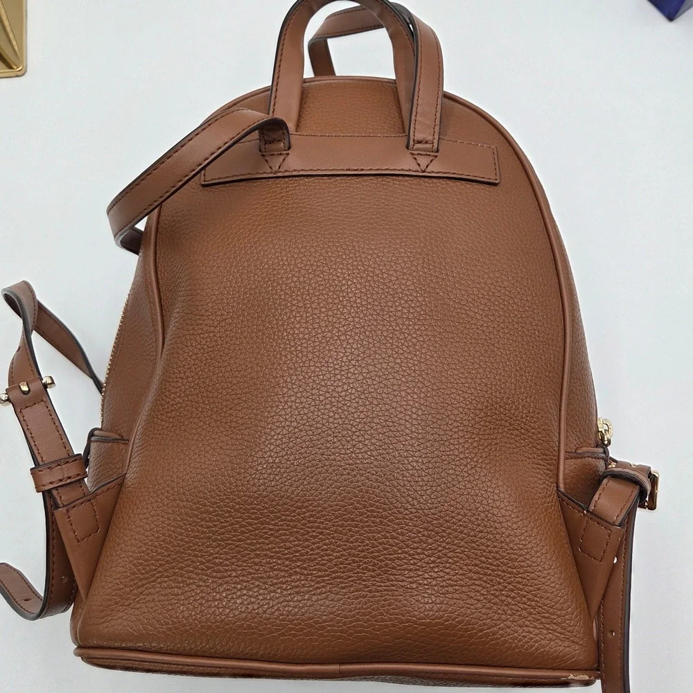 Michael Kors Adina Backpack Pebbled Leather Brown Medium Gold Hardwear Bag